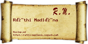 Réthi Madléna névjegykártya